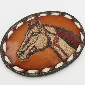 Tony Lama Belt Buckle Leather Horse